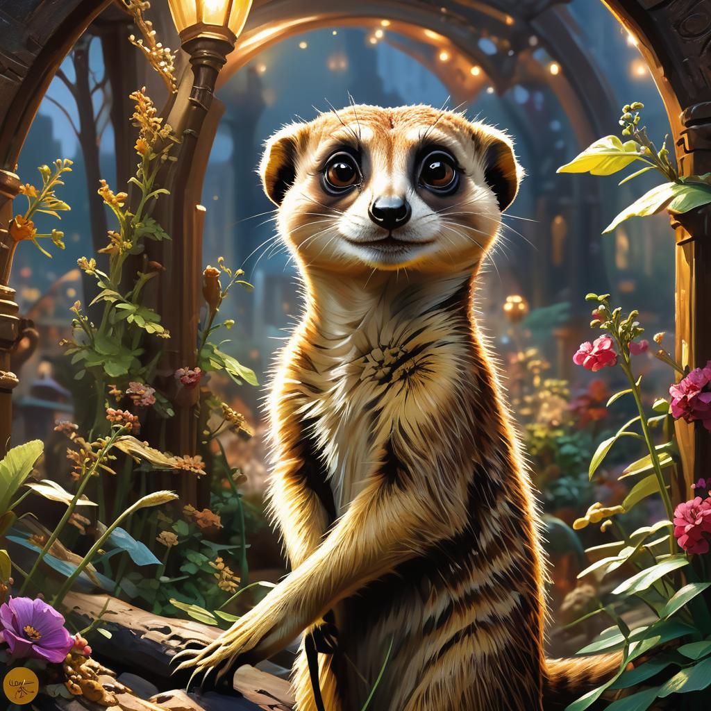 Hyperdetailed Meerkat Portrait in Dark Fantasy Style