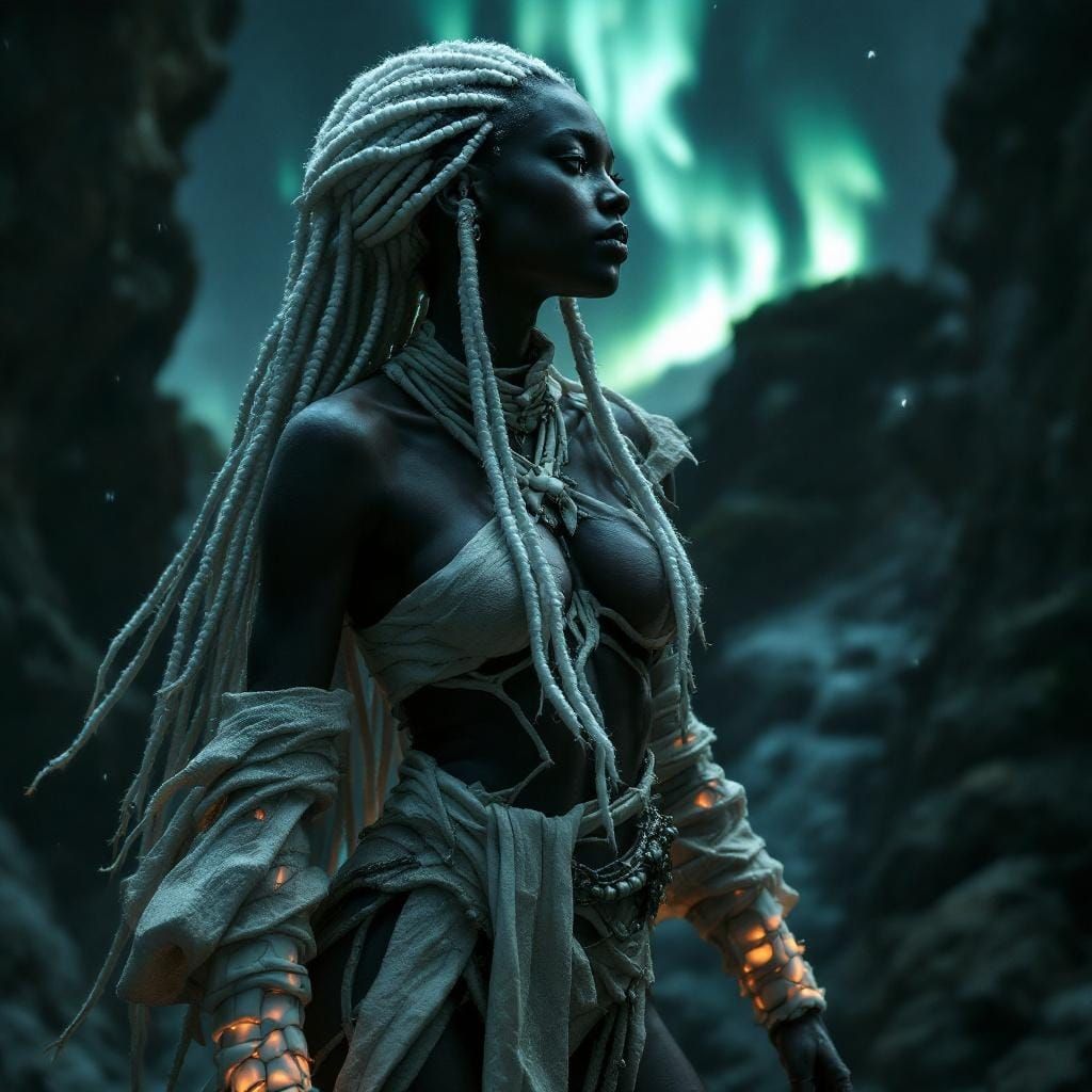 Eldritch Aurora: Woman in Bone Clothes Concept Art