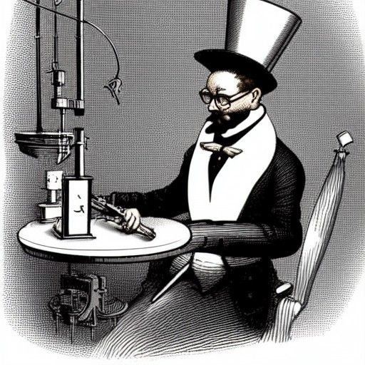 Victorian Inventor and Robot Lady in Steampunk Style