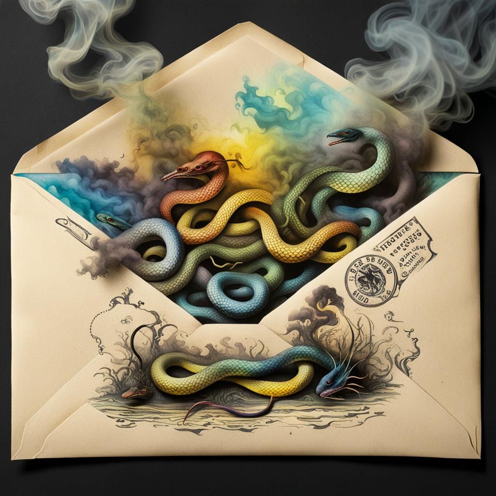 Medusa's Snakes in Antique Pop Surrealism