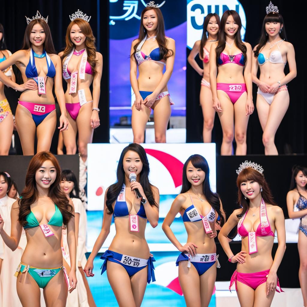 Japanese Beauty Pageant contestants in bikinis