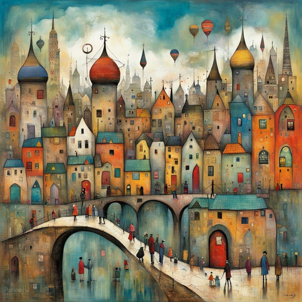 Airbrushed Tribal City Scene Inspired by Masters