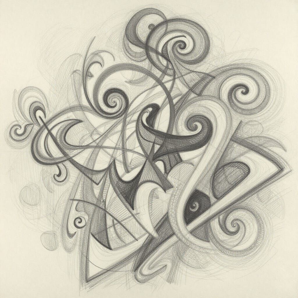 Abstract Graphite Art with Dynamic Light and Shadow