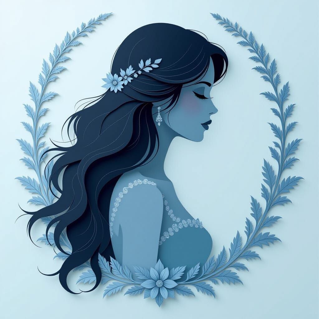 Ethereal Woman Silhouette in Pastel Monochrome