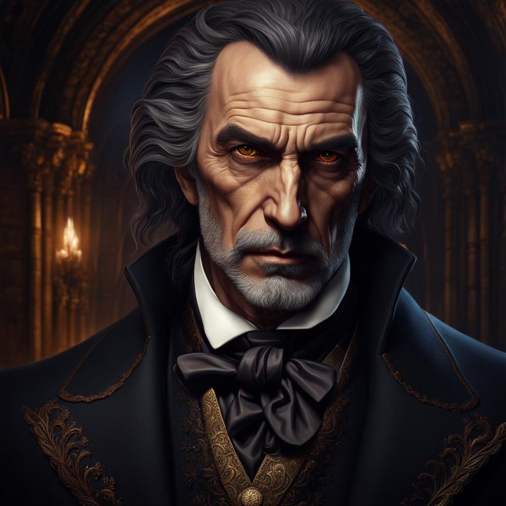 Gothic Vampire Portrait in 1800s Oil Painting Style
