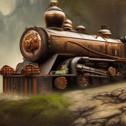Detailed Steam Train: Hyper-Realistic Digital Art