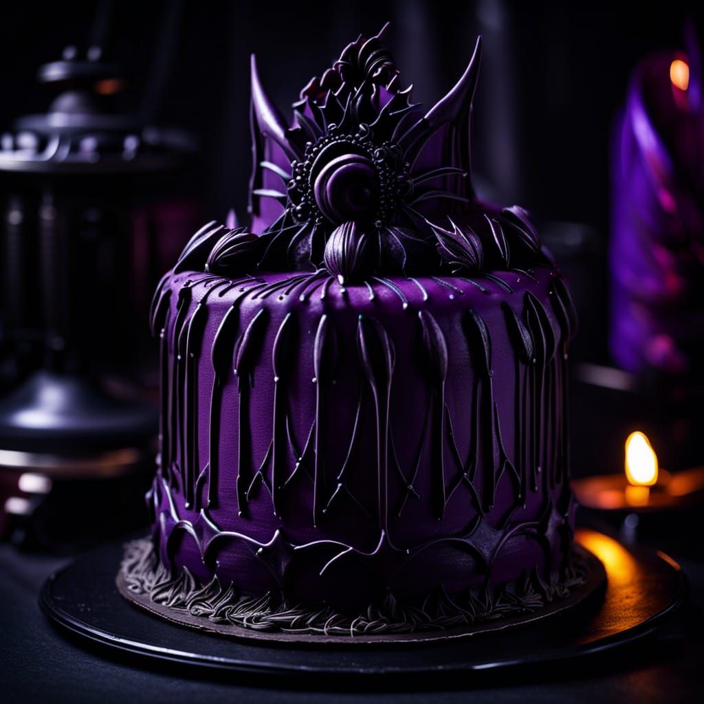 Gothic dark purple cake