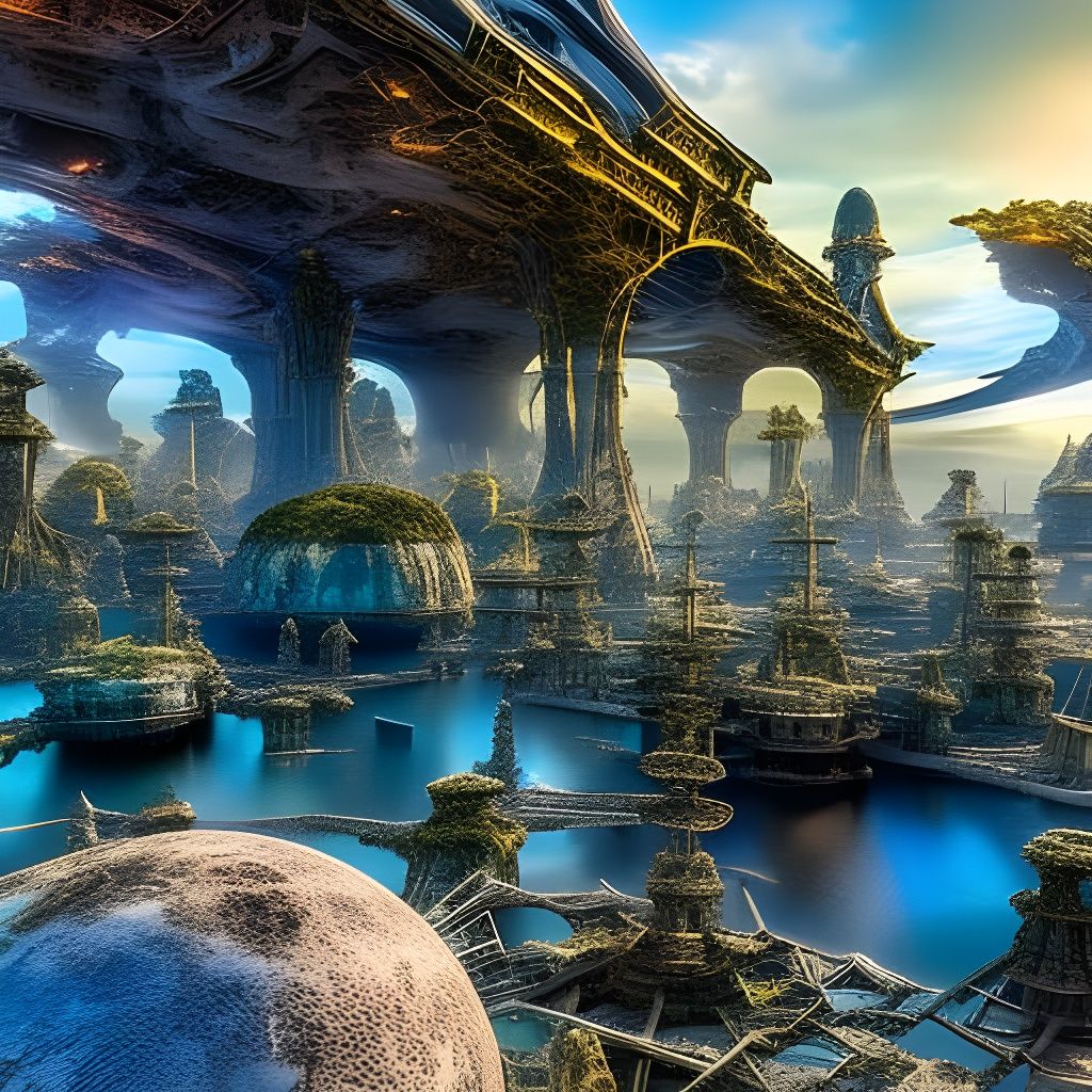 Futuristic Alien City on Dead Marshes