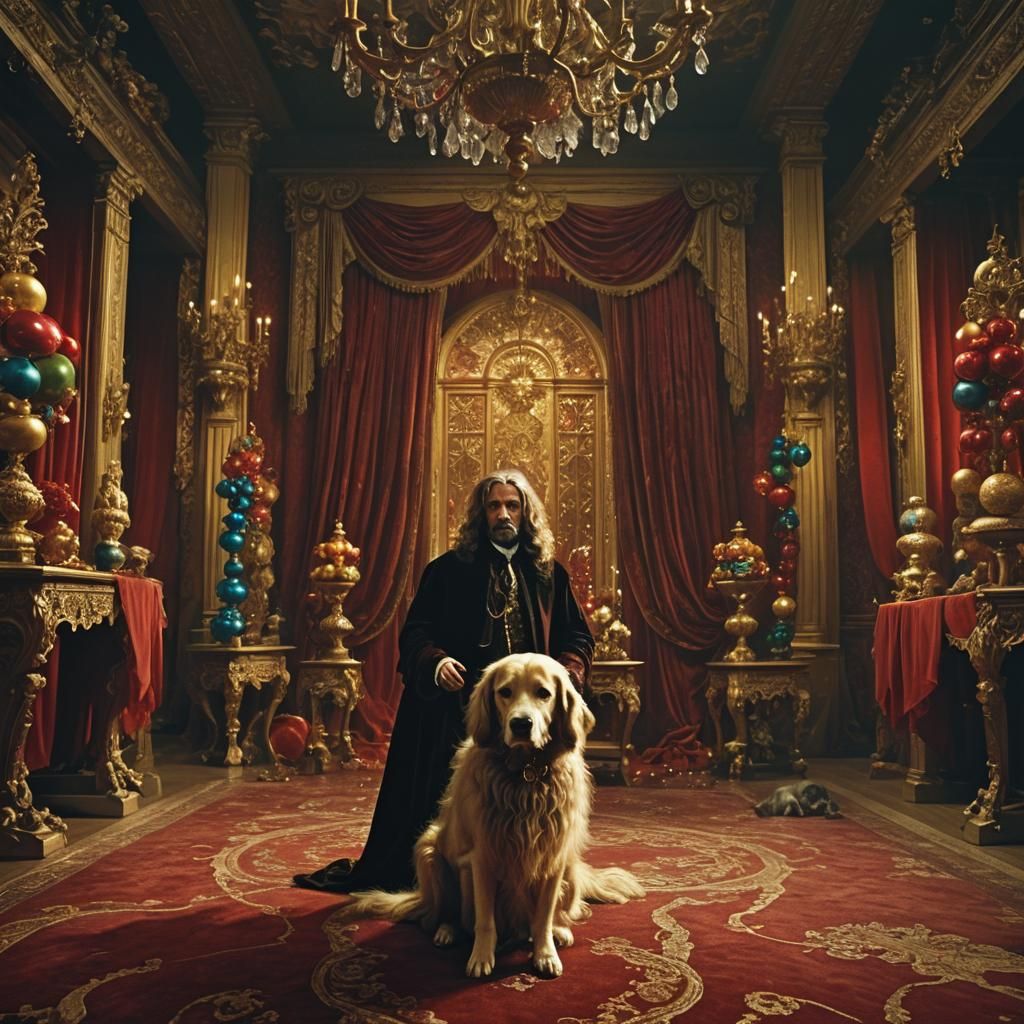 Baroque Fantasy Film Still with Dog