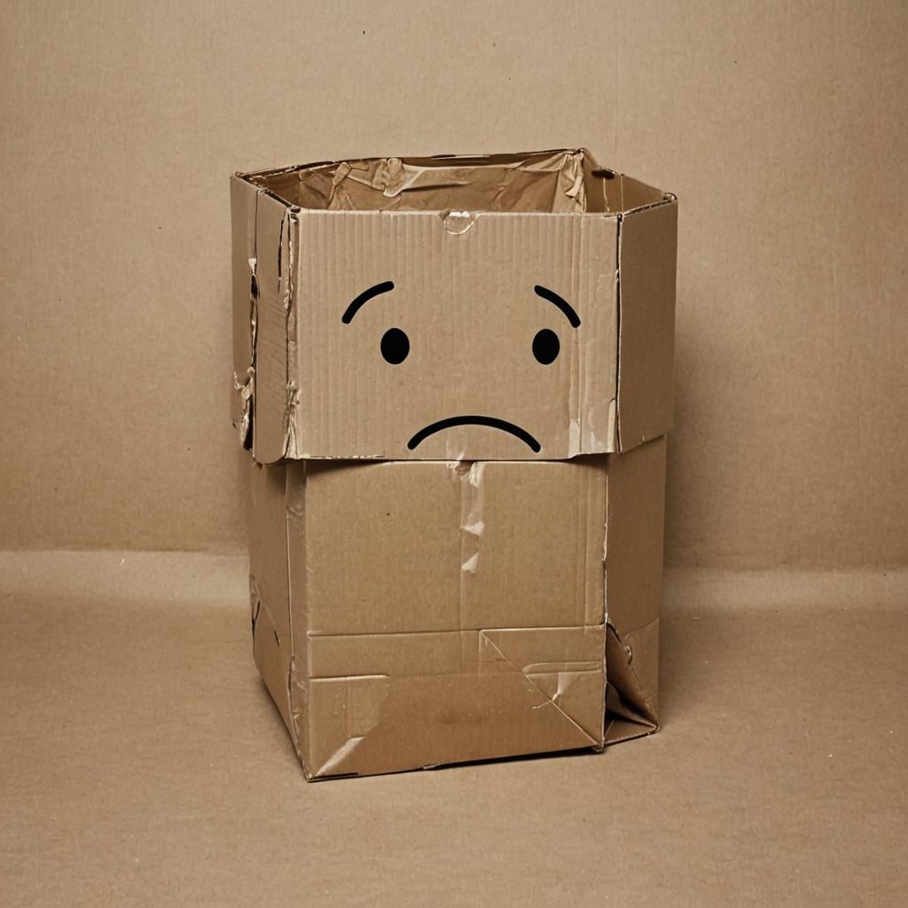 Sad Crumpled Moving Box