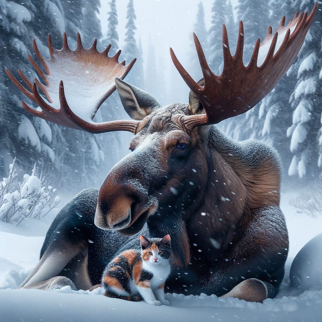 Moose Guardian: Kitten's Snowy Forest Shelter