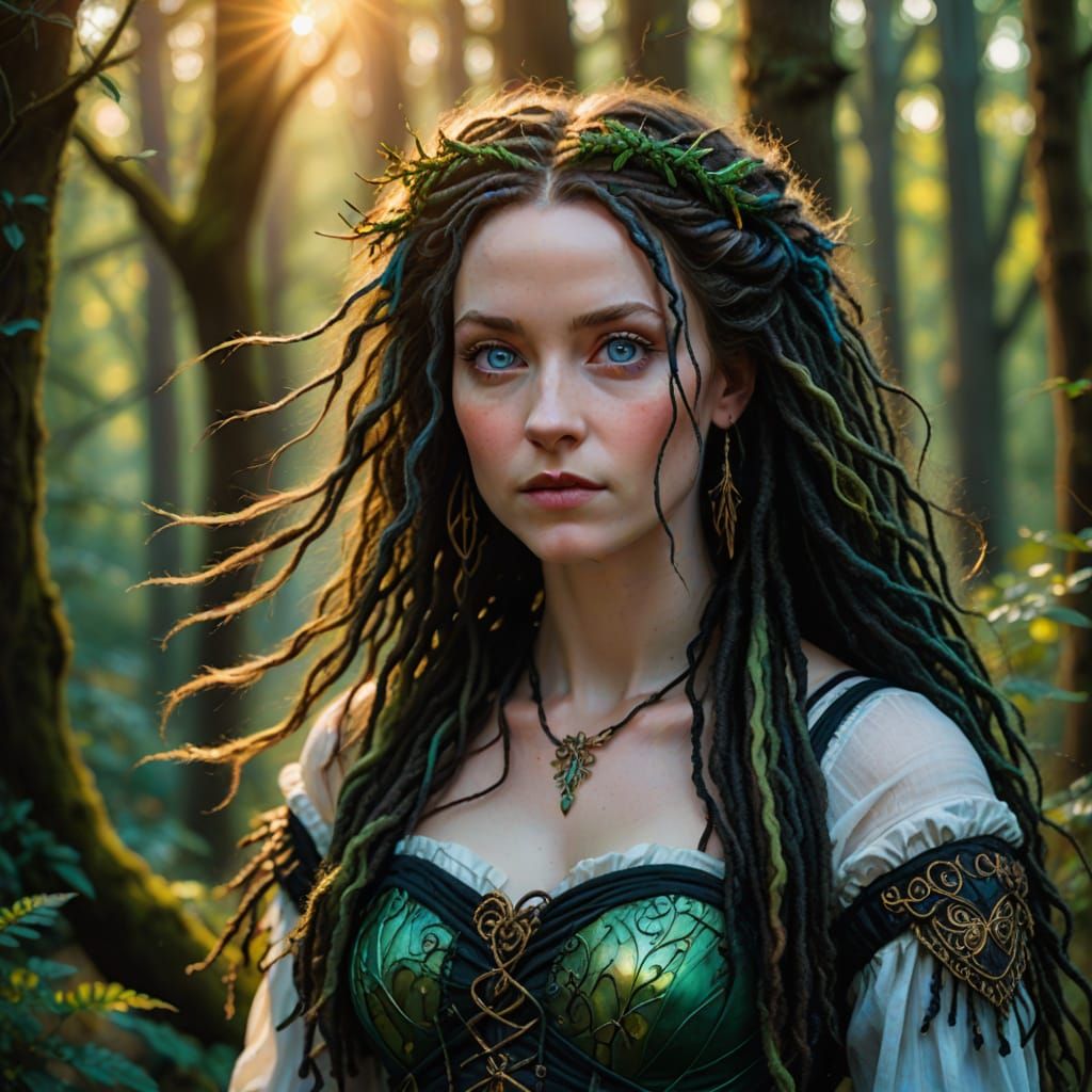 Renaissance Portrait: Maiden and Fairy in Magical Woods