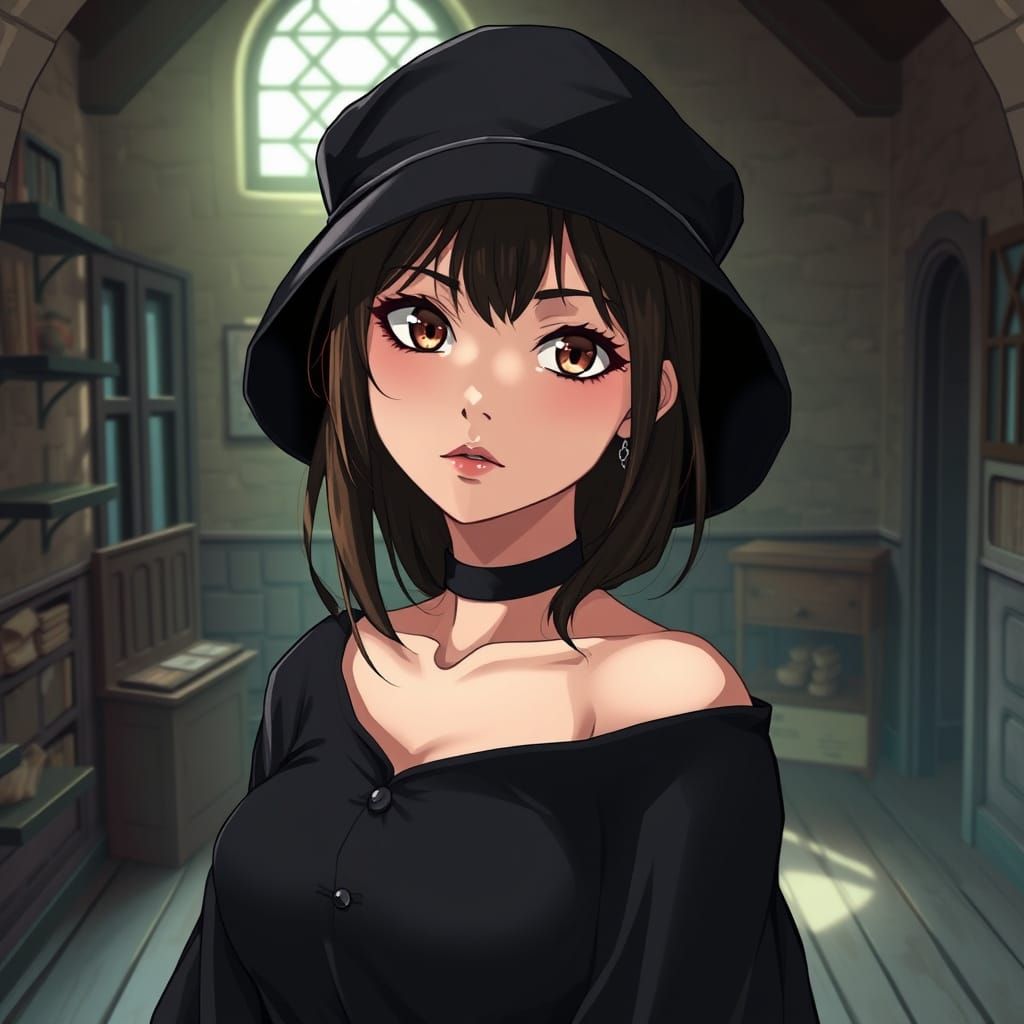 Mysterious Woman in Dark Victorian Mansion