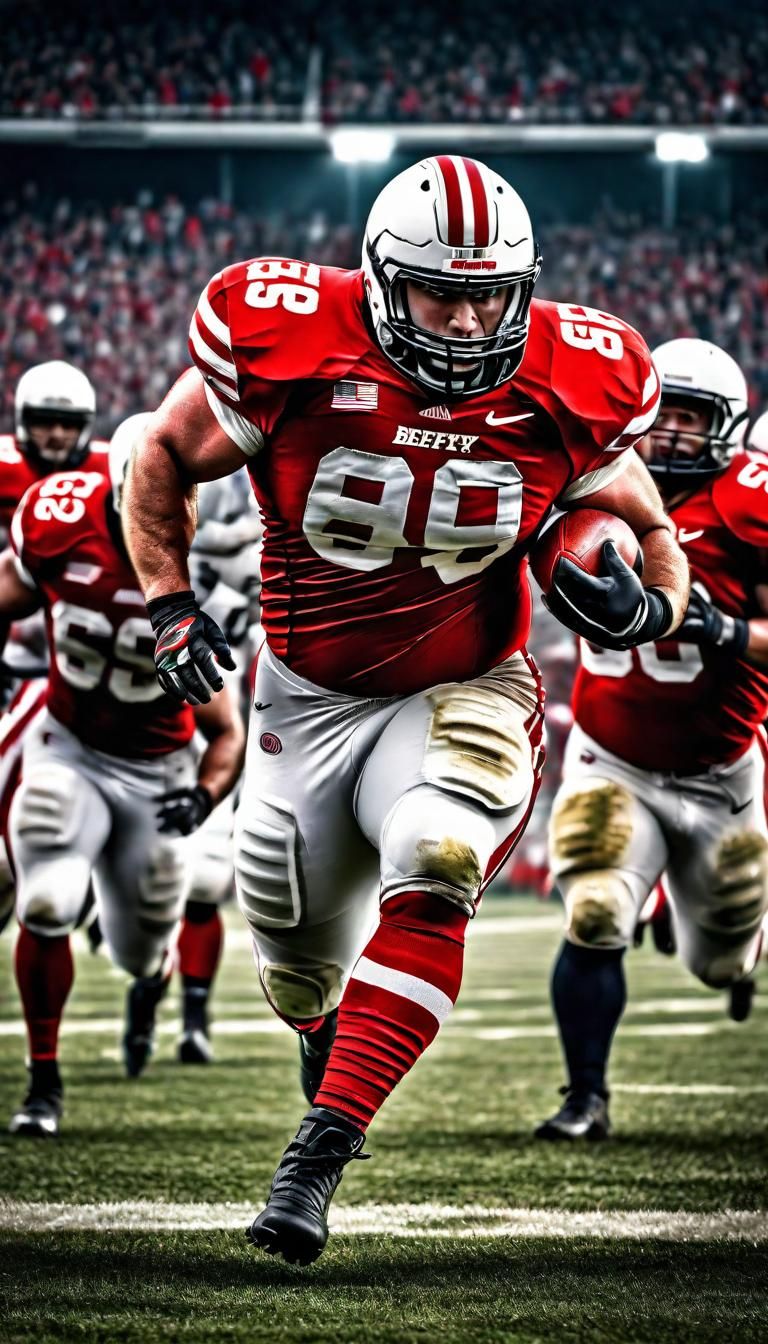 Hyperrealistic Football Lineman in Action