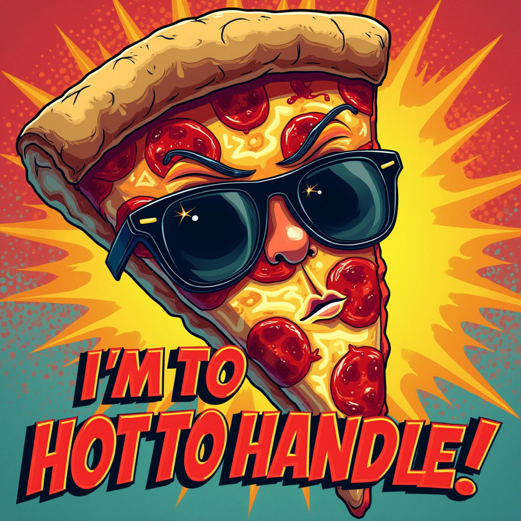 Winking Pizza Slice in Pop Art Style