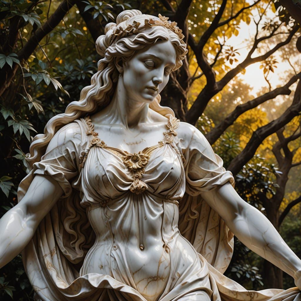 Baroque Marble Sculpture of Lilith in Eden