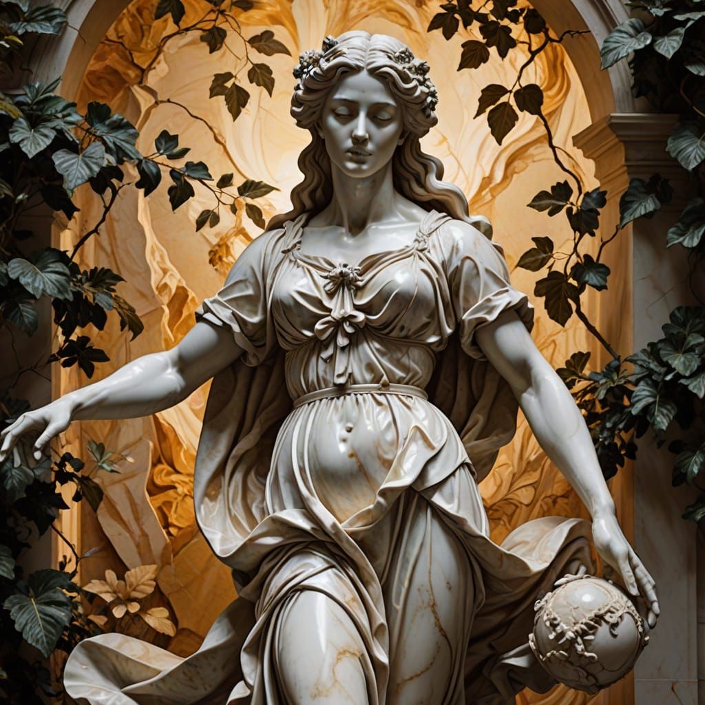 Baroque Marble Sculpture of Lilith in Eden