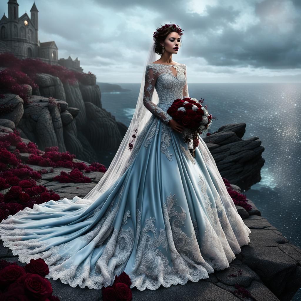 Ghostly Bride on a Cliffside, Fantasy Concept Art