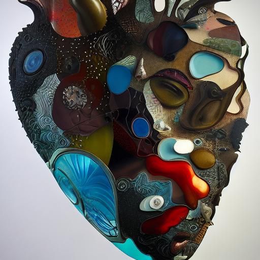 Translucent 3D Heart in Outsider Art Style