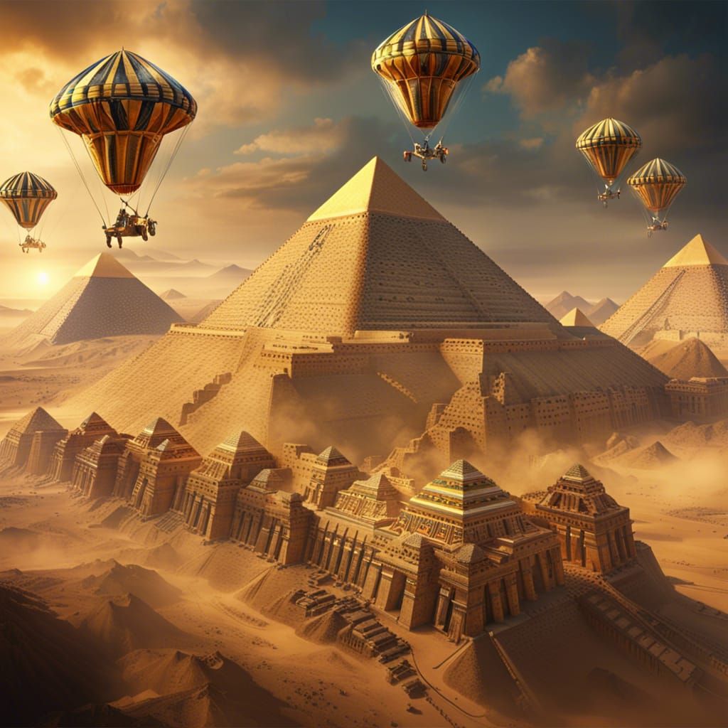 King Tutankhamun Parachute Flight: Fantasy Art