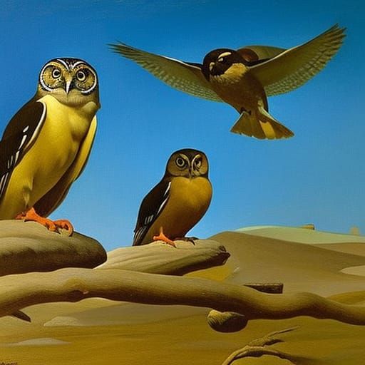 Realistic Night Owls in Urban Landscape