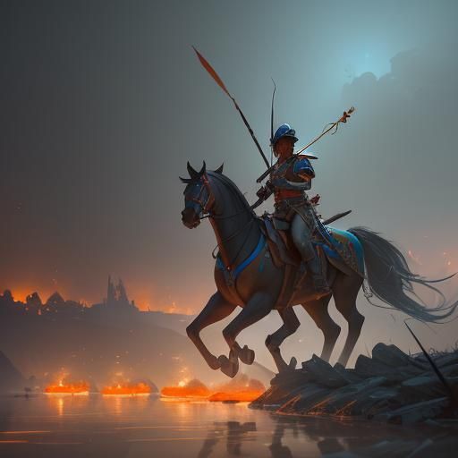 Pikemen Training on Battlefield in Striking Lighting