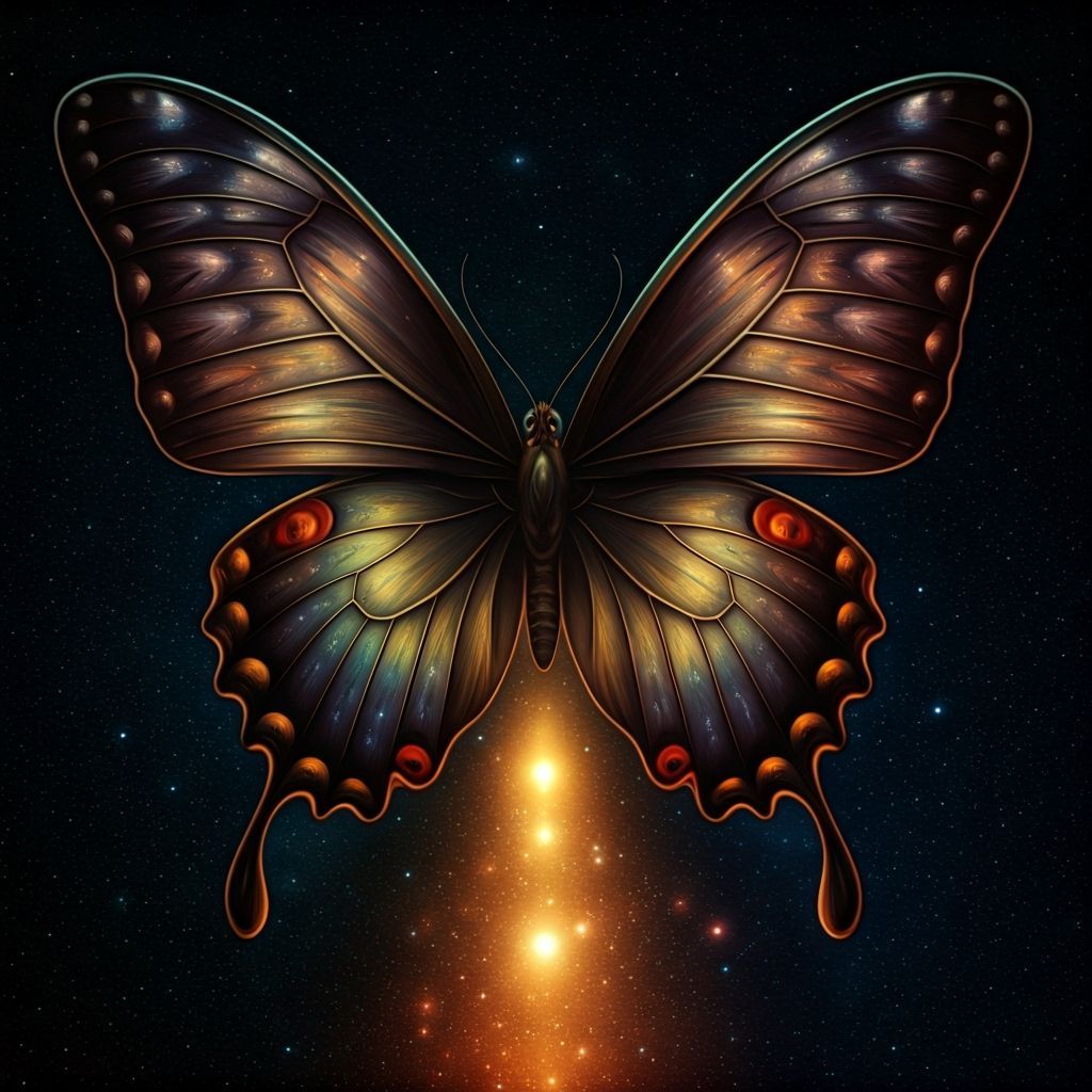 Cosmic Butterfly Guardian of Dreams in Surrealist Style