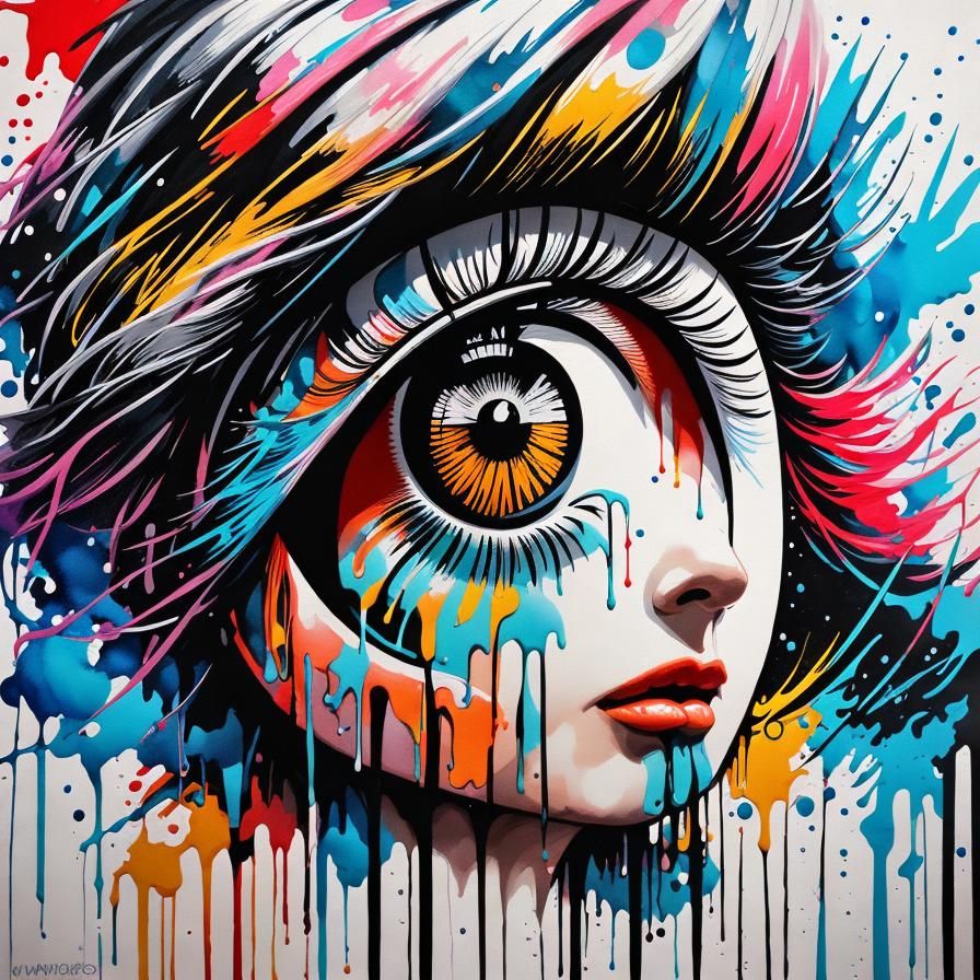 Hooded Dark Fairy Portrait in Graffiti Art Style