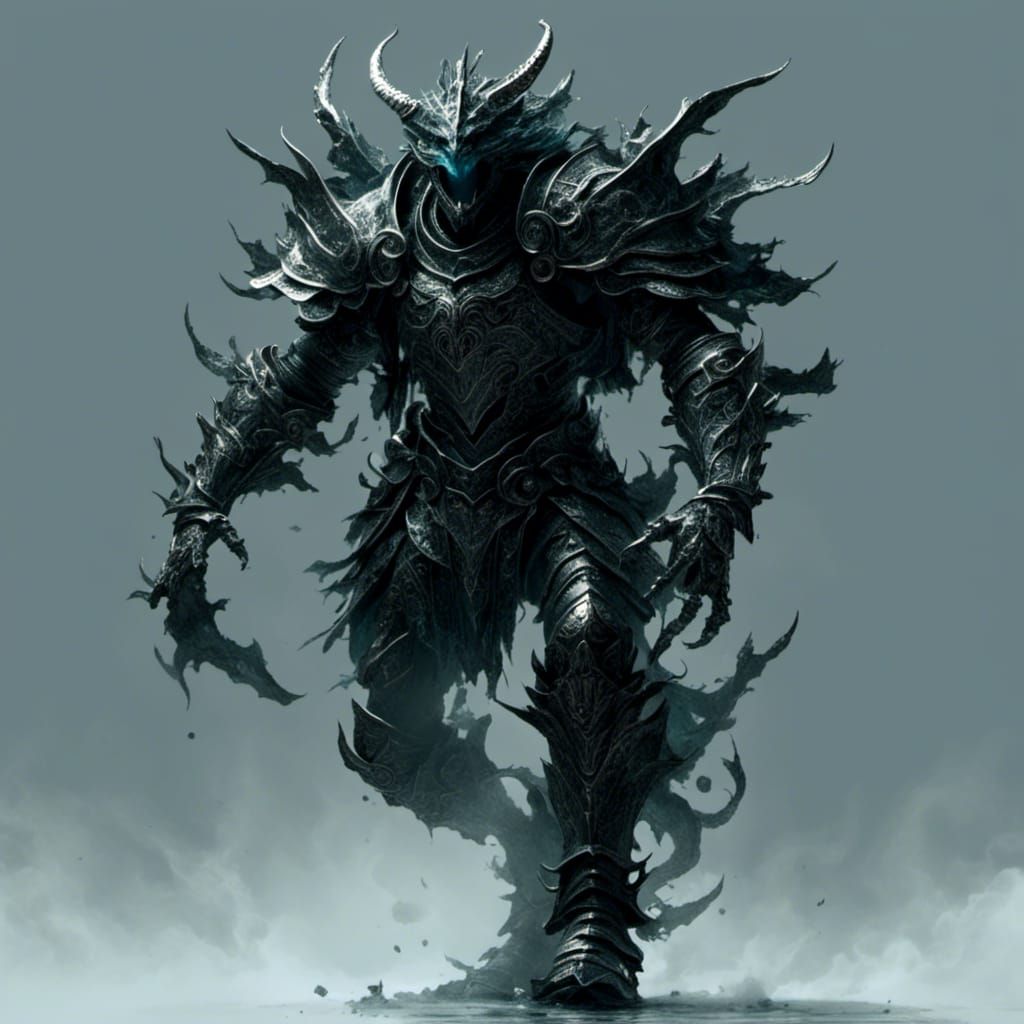 Obsidian Dragon Knight in Dark Fantasy Style