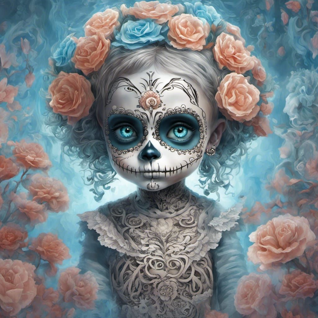 Dia de los Muertos Catrina with Bioluminescent Skull