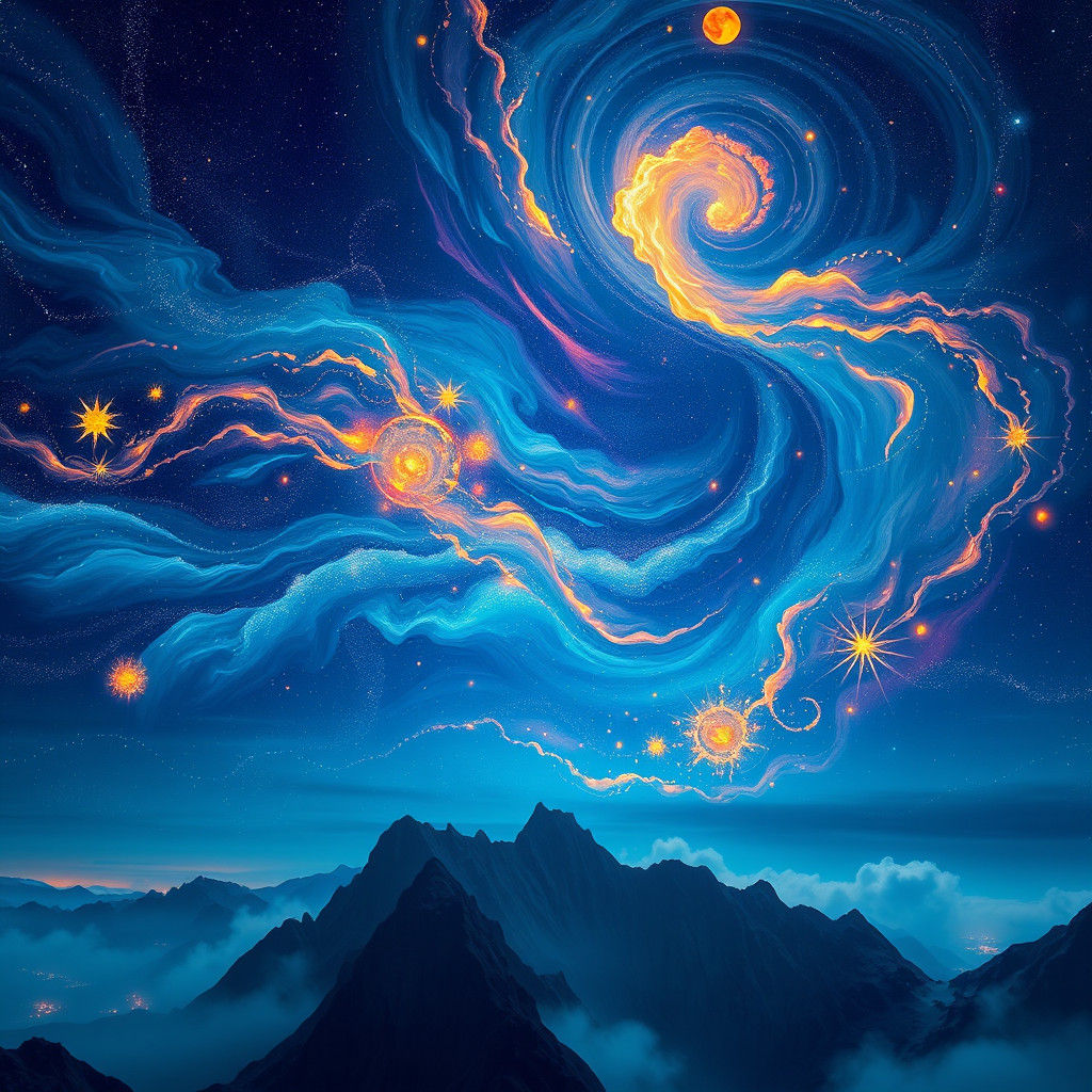 Majestic Starry Night Sky in Matte Painting Style