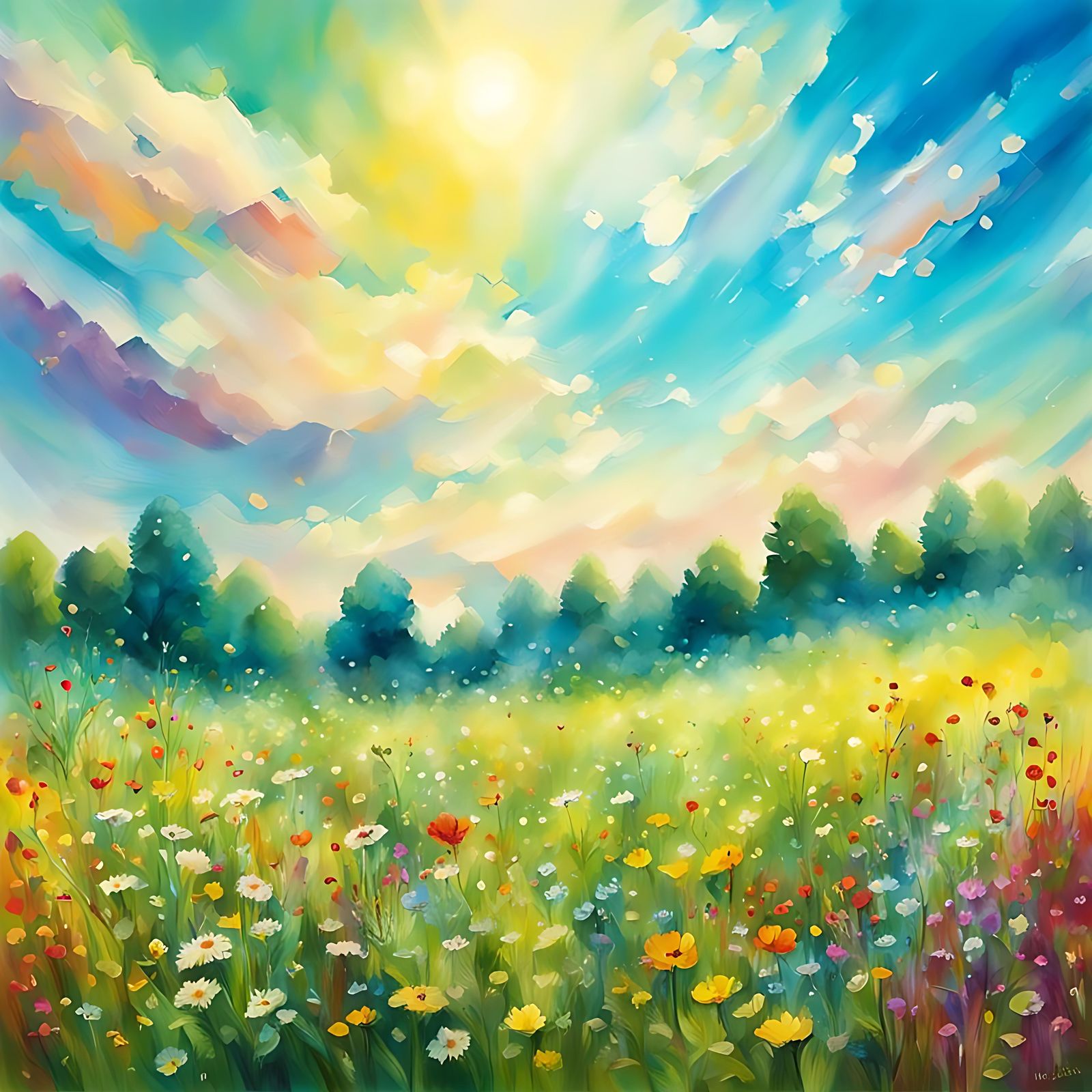 Painterly Summer Meadow with Magical Brightness