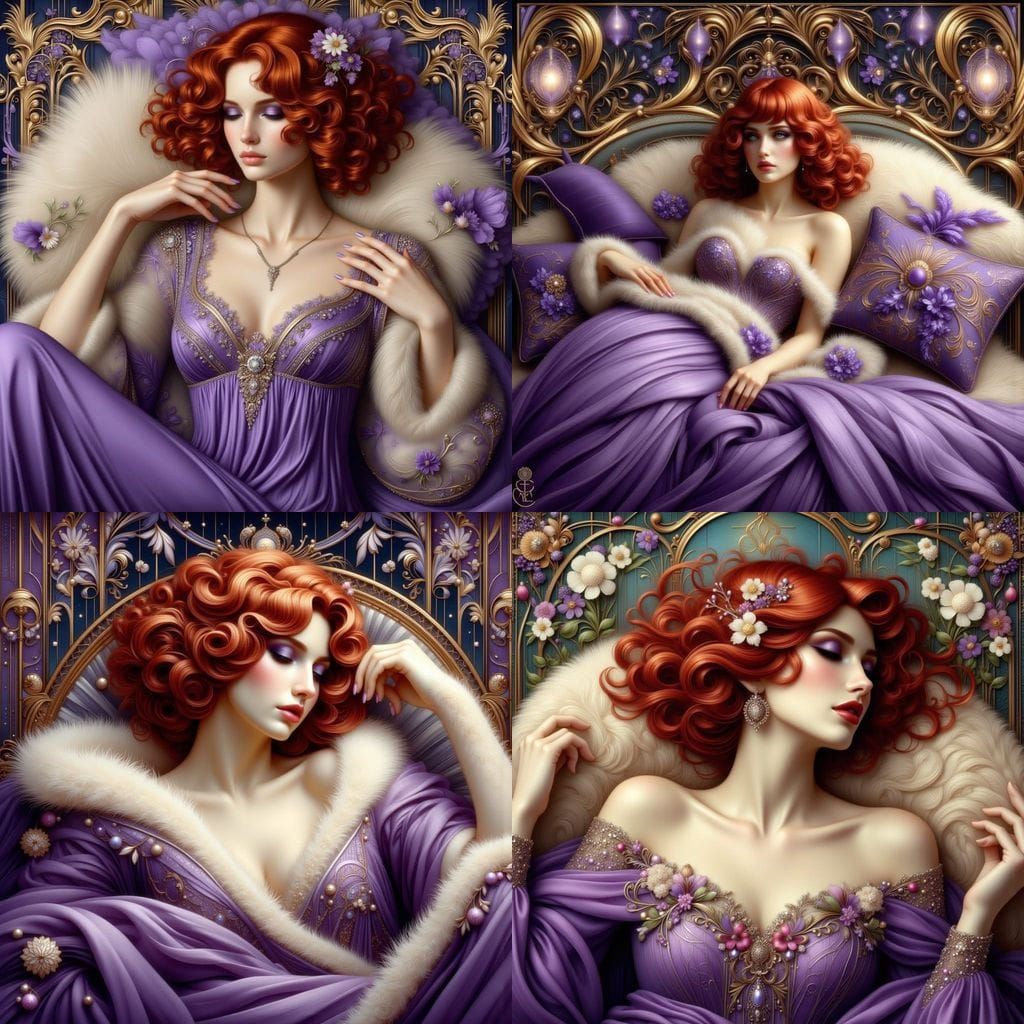 Beautiful Jewish Woman in Art Nouveau Bedroom