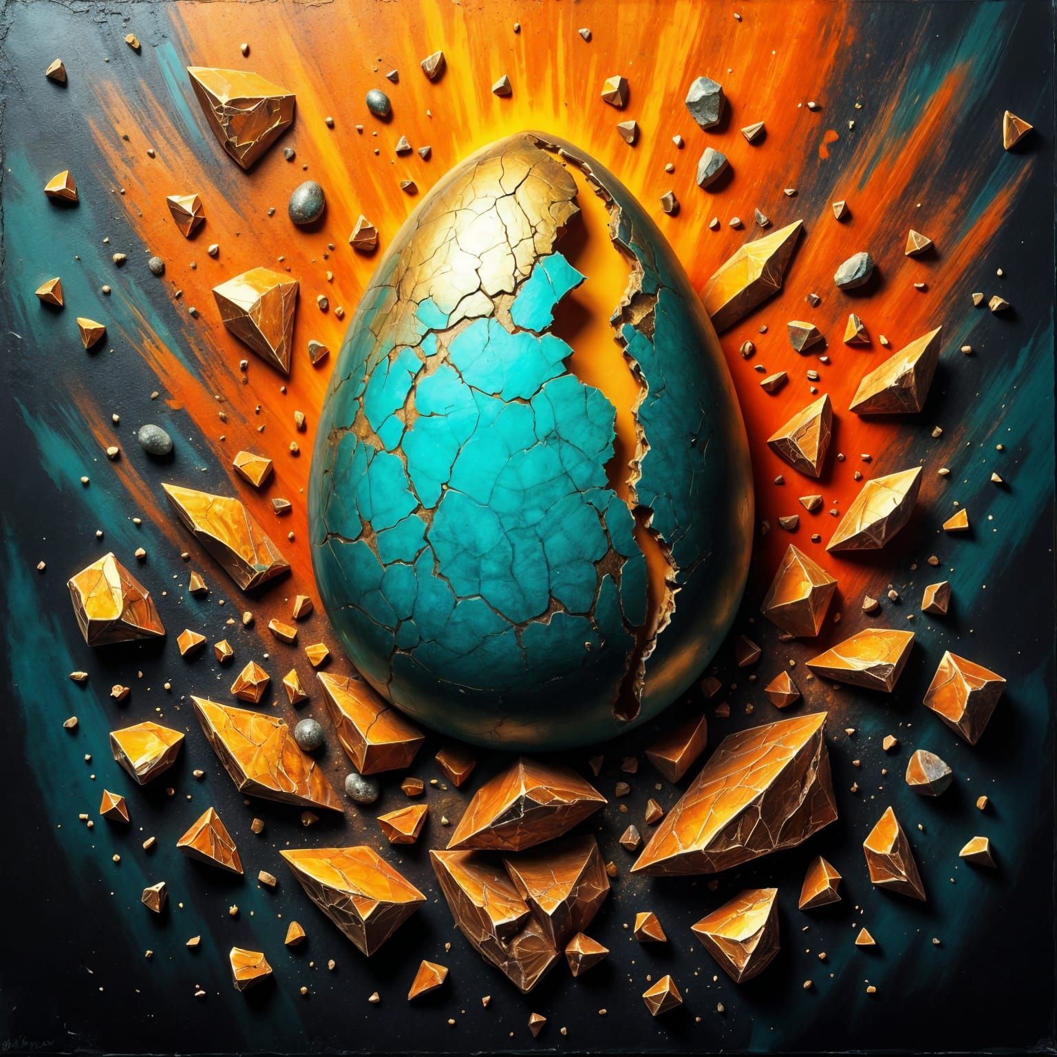 Turquoise Eggs of Fury in Abstract Art