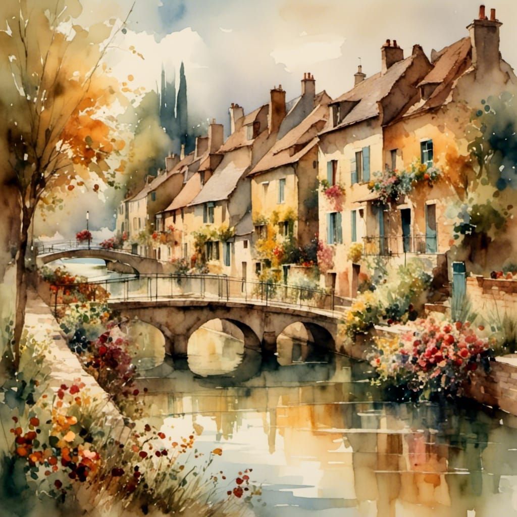 Antique Clock in Serene Warm Watercolor Style