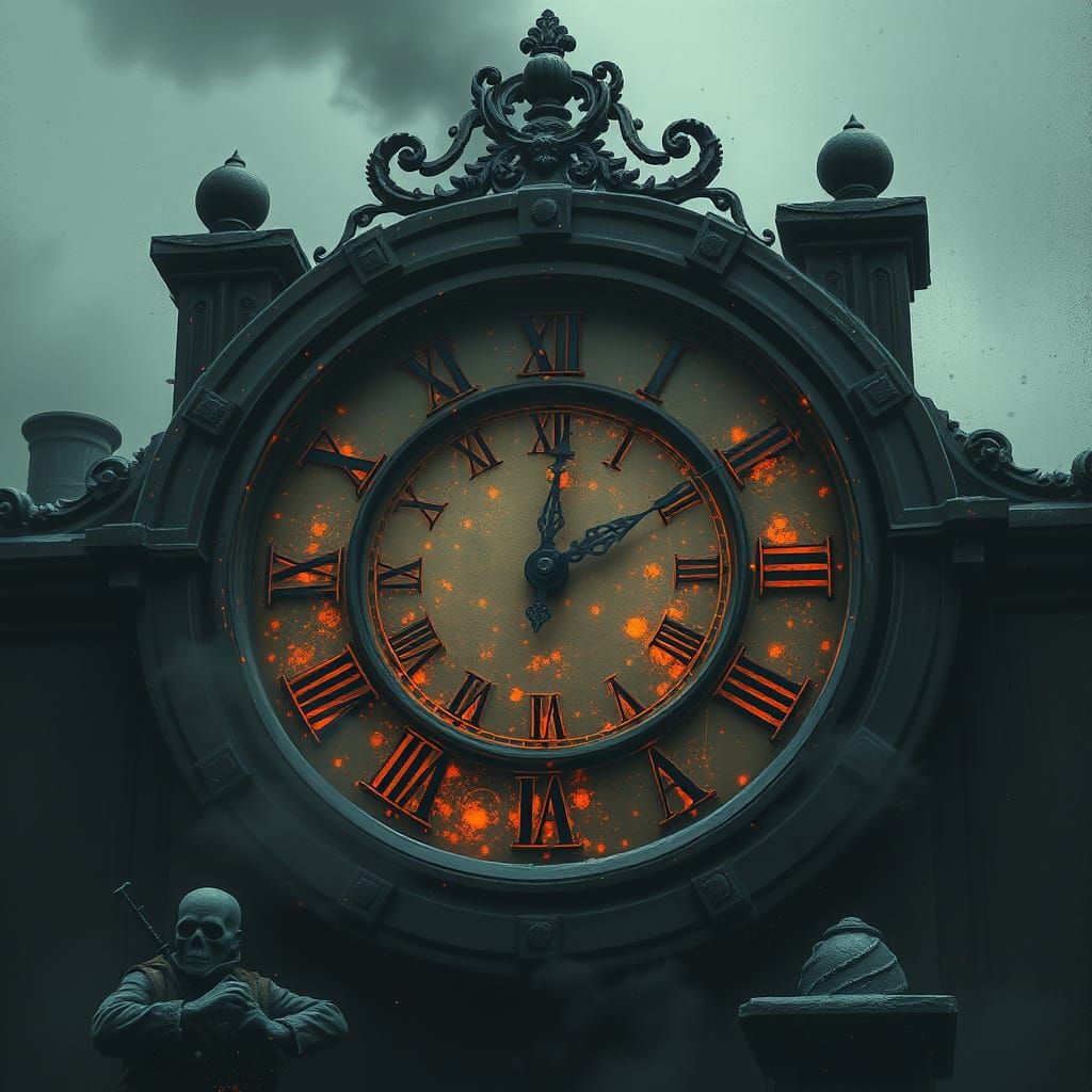 Steampunk Doomsday Clock Strikes Midnight in a Dark, Gothic ...