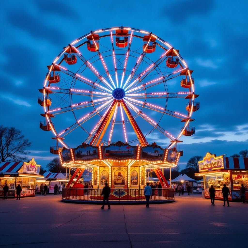 Colorful County Fair Scene in Vintage Style