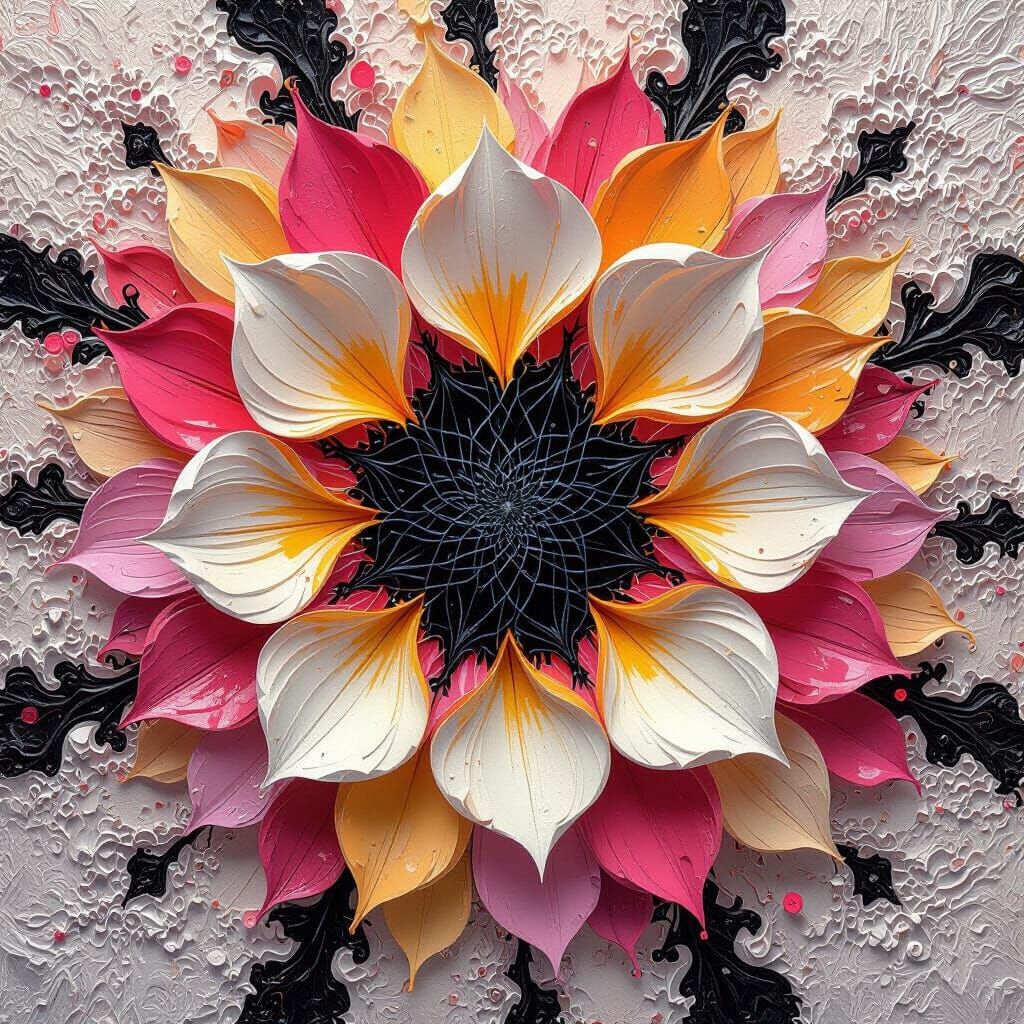 Vibrant Floral Explosion in Abstract Expressionism Style