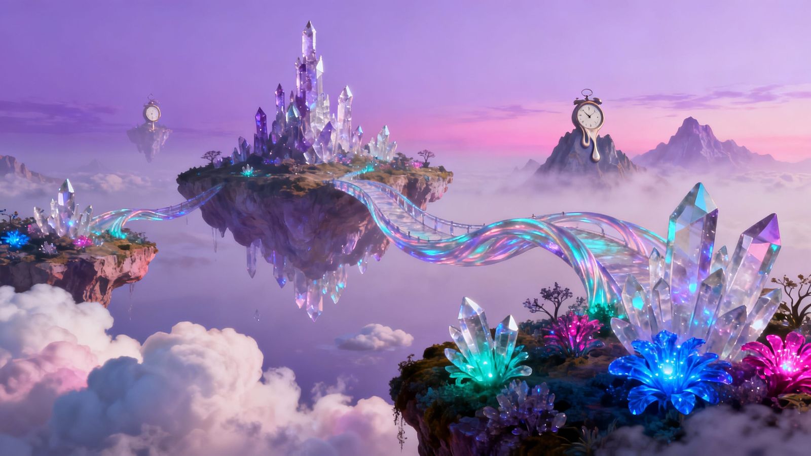 Surreal Dreamscape of Floating Islands and Ethereal Glow