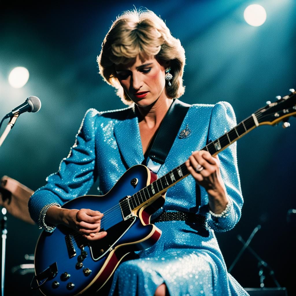 Princess Diana Plays Blues Guitar Onstage