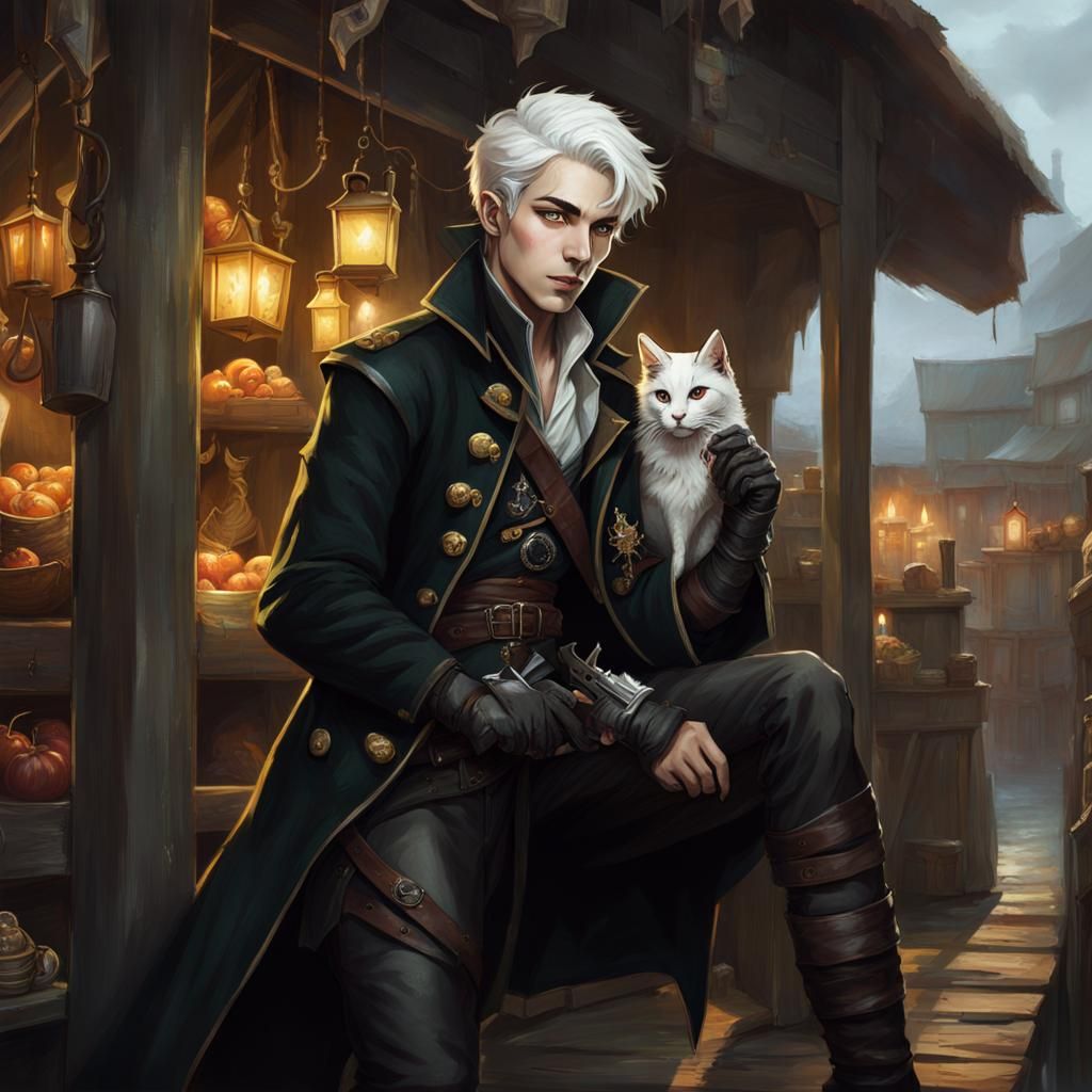 Half-Elf Pirate Portrait in Detailed Fantasy Illustration