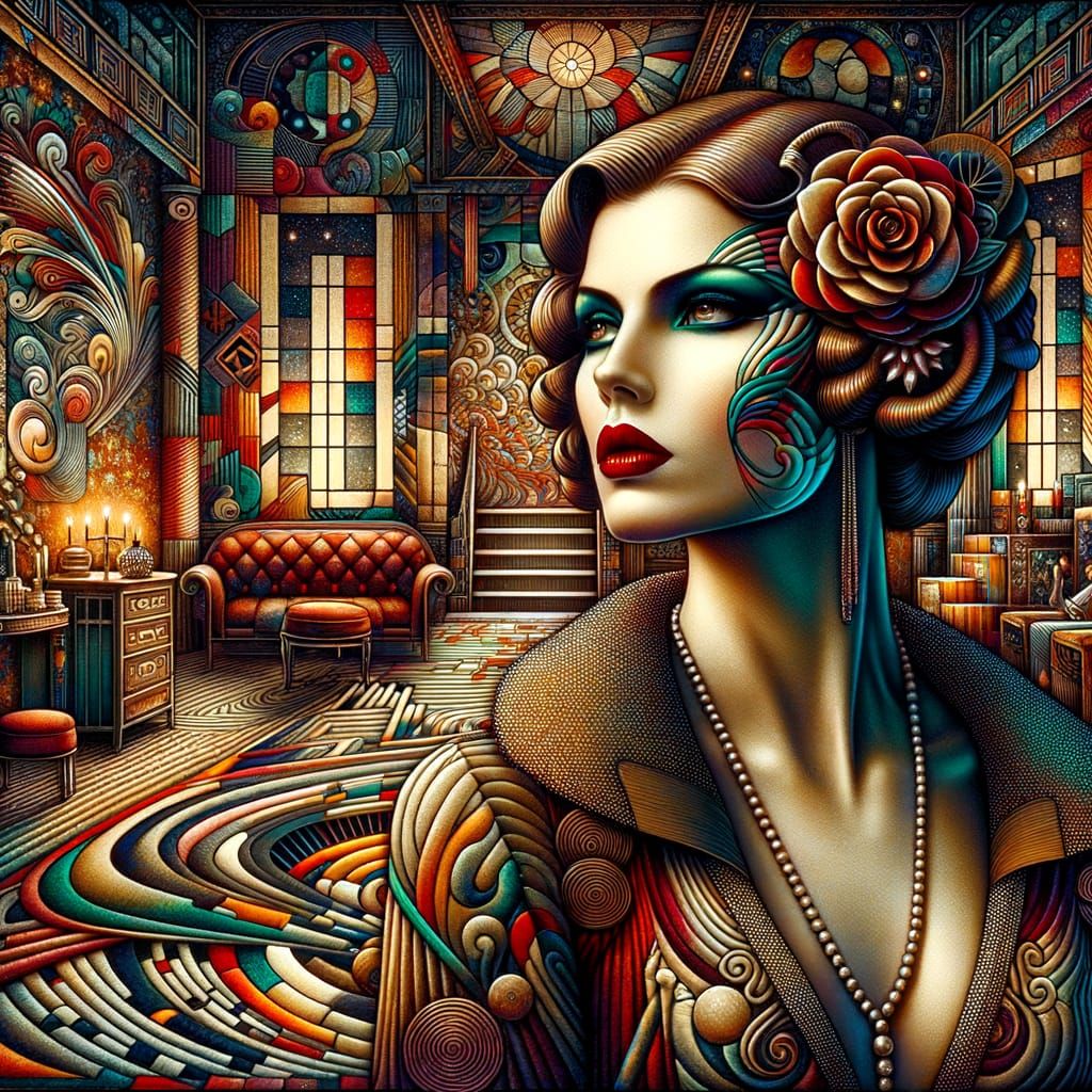 A surreal scene of a woman