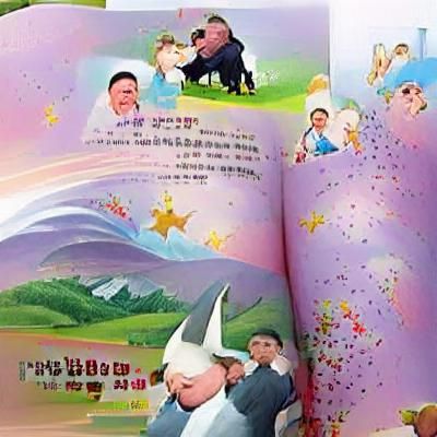 Kim Jong Un Riding Unicorn Storybook Illustration