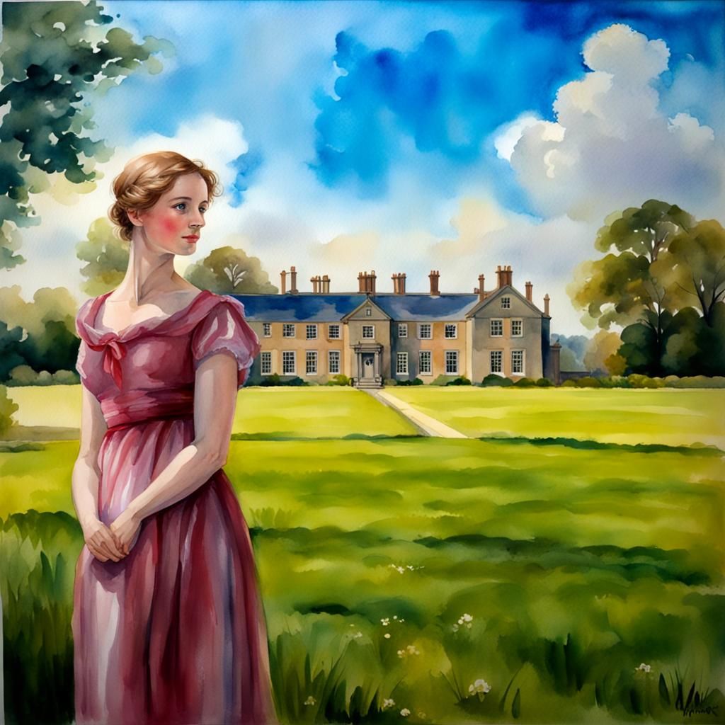 Watercolor Painting of a Regency Era Lady
