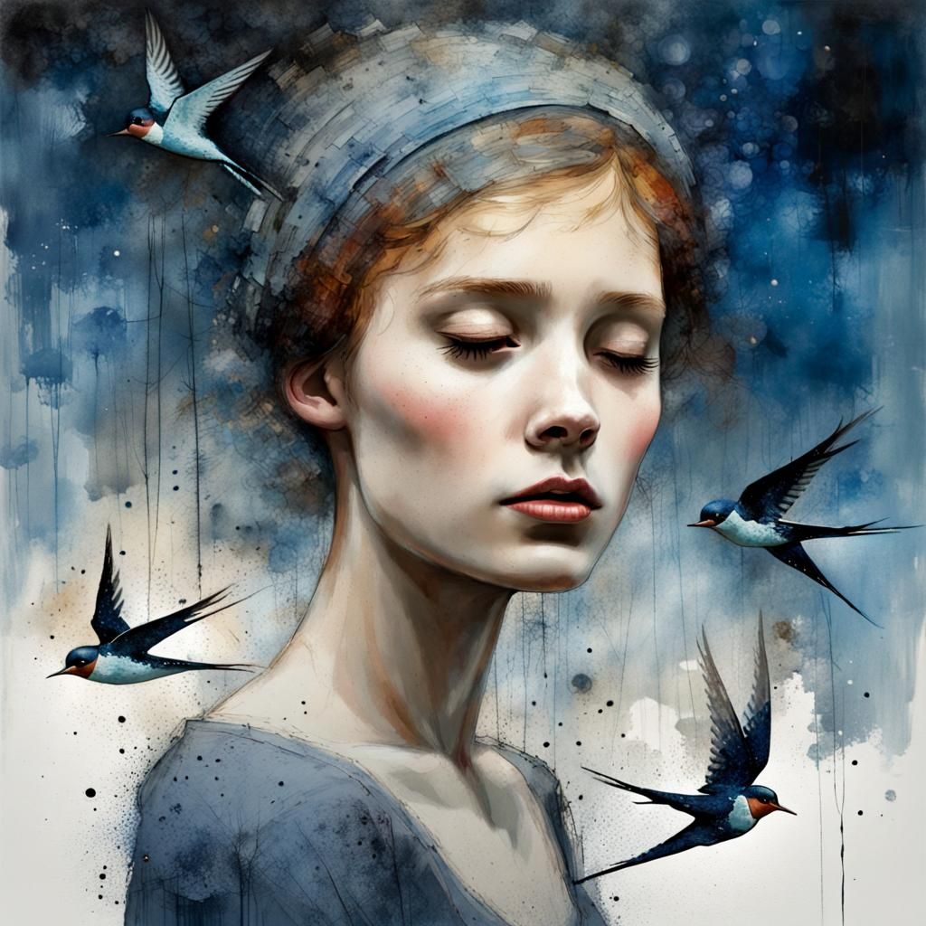 Blue Forest Moonscape in Art Brut Style