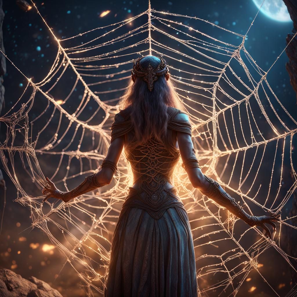 Goddess Weaving a Cosmic Web: 3D Game Art