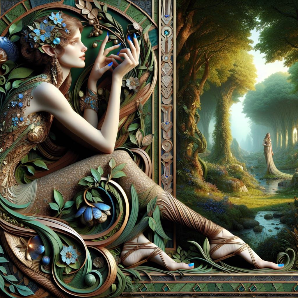 Dryad in Eden Garden, Art Deco Style