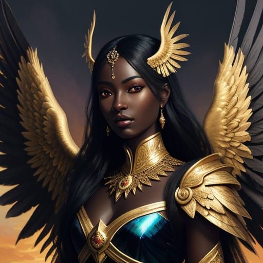 Dark Fantasy Angel with Iridescent Wings