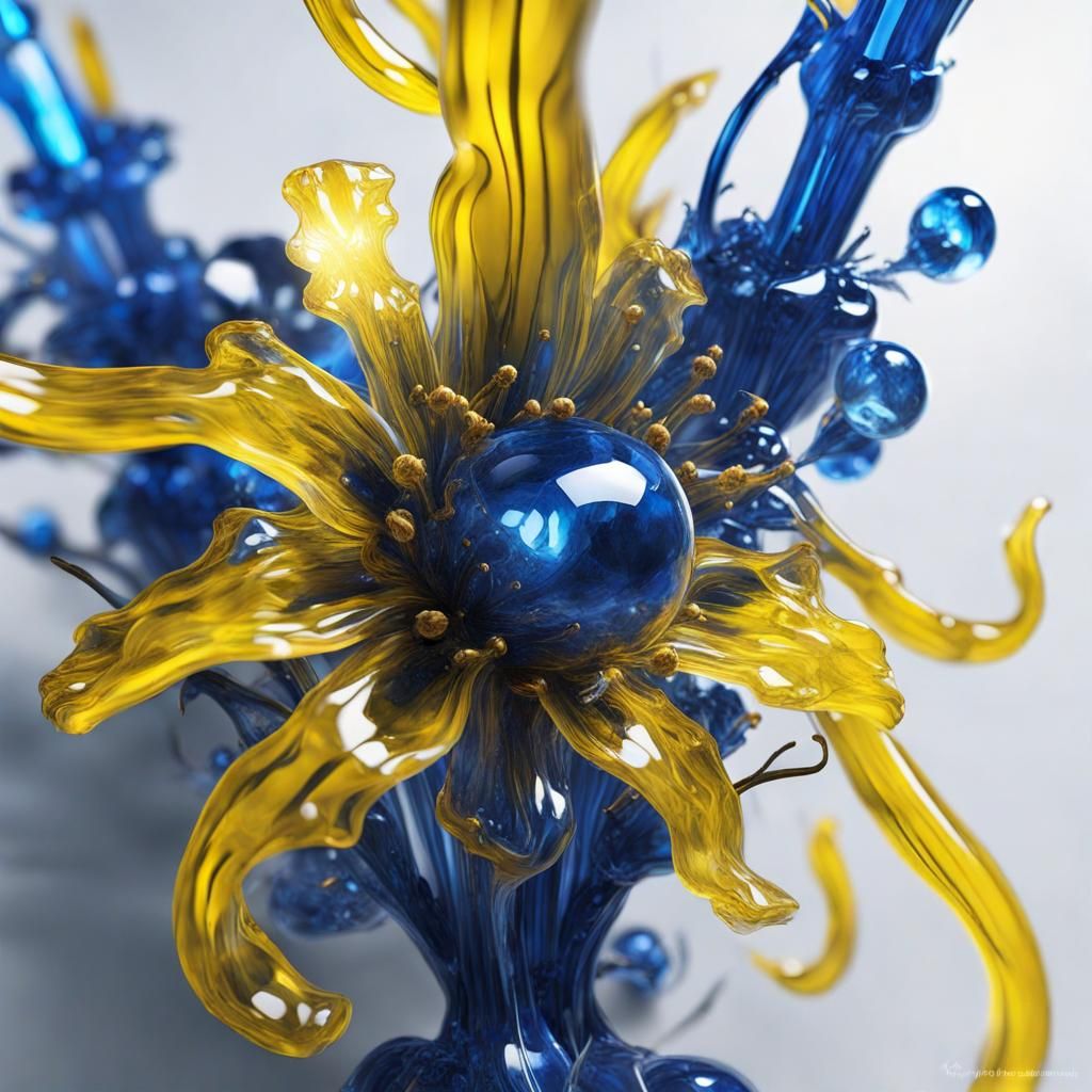 Electric Blue Crystal Sci-Fi Flowers