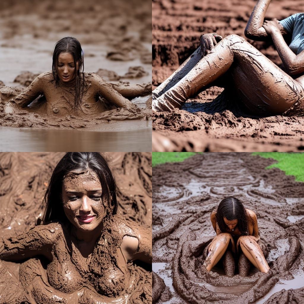 Woman Covered in Mud: Earthy Portrait